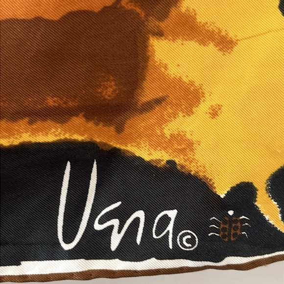 Vintage Vera Neumann Silk Blend Scarf Abstract Kaleidoscope Brown Gold Square - Picture 2 of 9